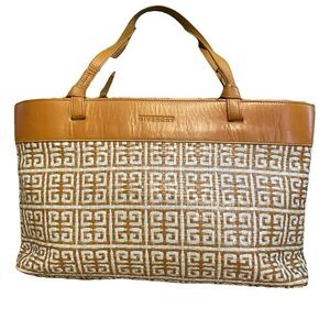 Givenchy Tan & White Logo Jacquard Tote